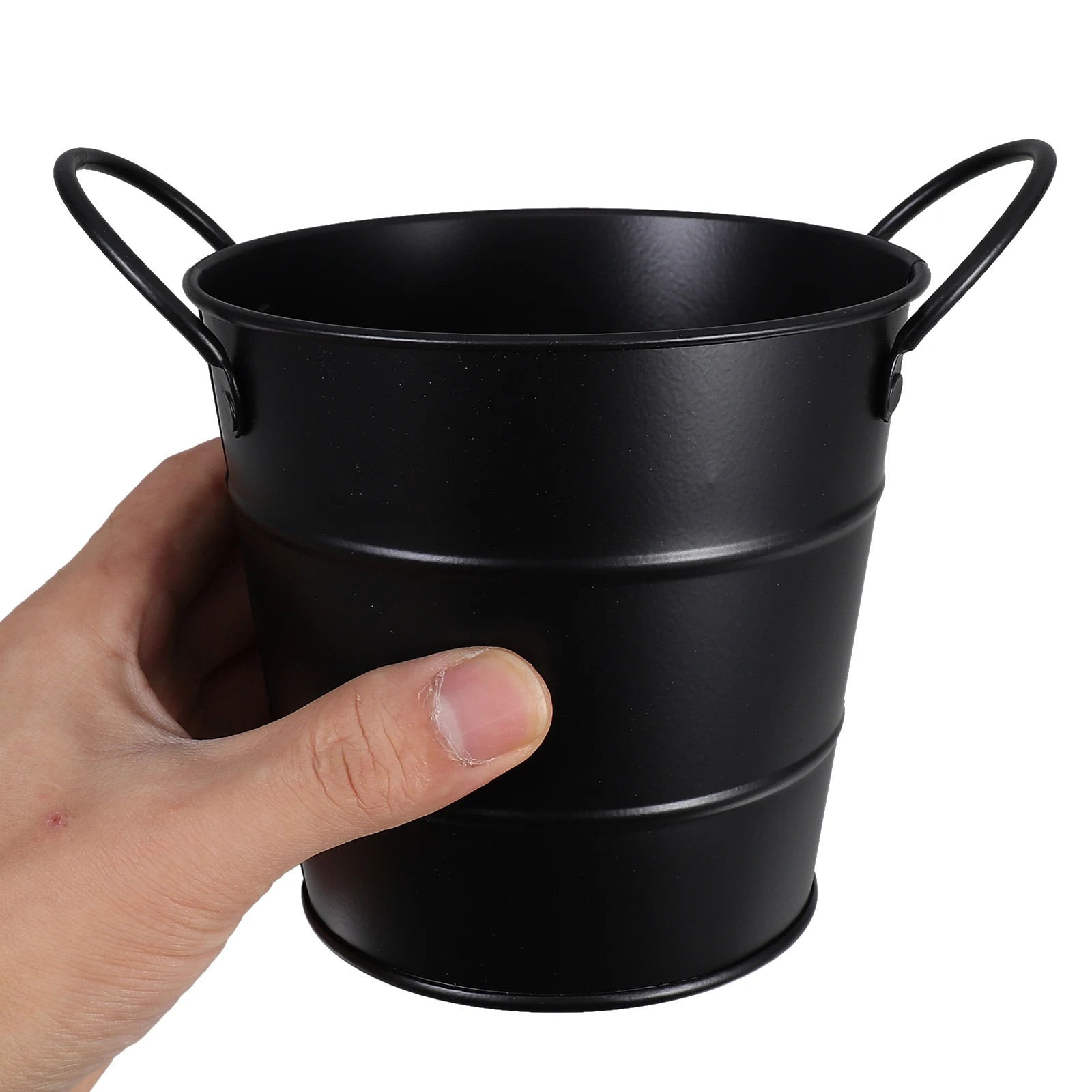 

Desktop Trash Can Black Metal Bucket Narrow Iron Dustbin for Office Home School Storage Pen Holder Rubbish Bin Mini Desktop