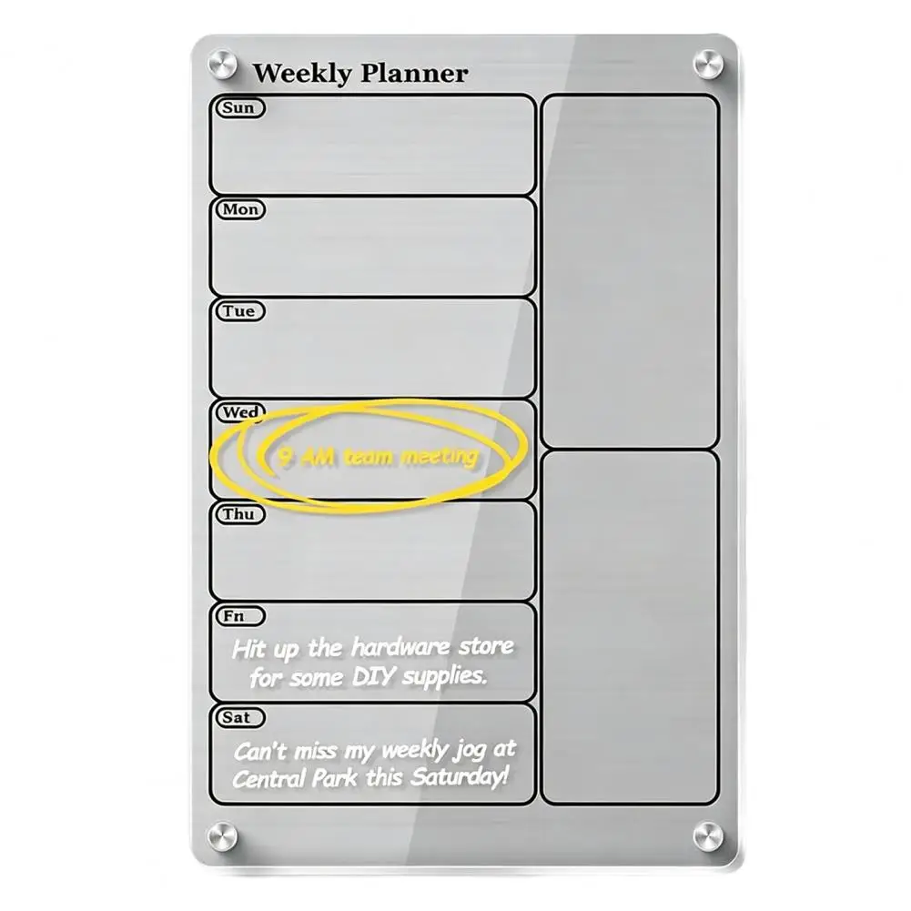 Magnetic Refrigerator Calendar Acrylic Magnetic Dry Erase Board Calendar Monthly Weekly Meal Planner for Events for Office