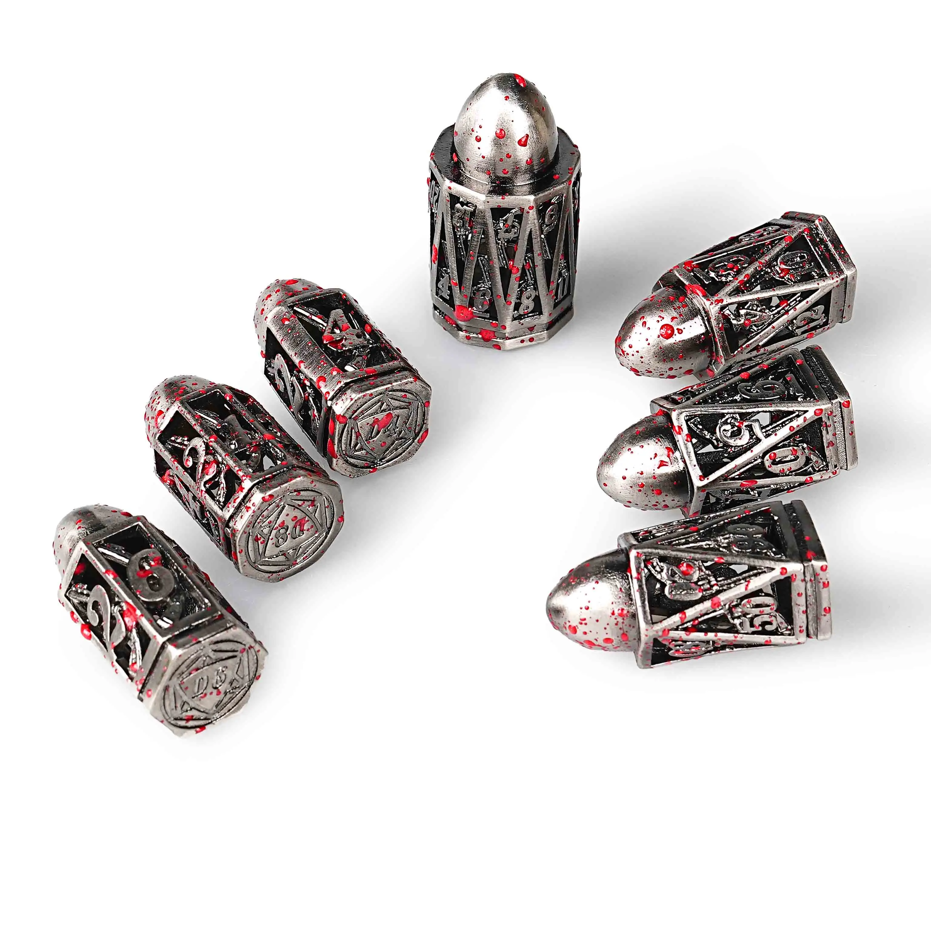 

7 шт. DND Dice Blood Hollow металлические игральные кости TRPG D&D настольные игры Dungeons Dragons TRPG многогранные цифровые игральные кости настольная игра