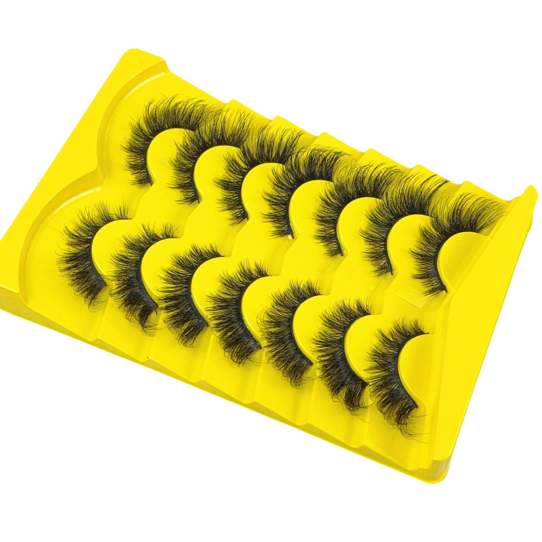 7 pairs of cat-eye eyelashes, elongated outer corners of the eyes, naturally slender and curly false eyelashes, reusable
