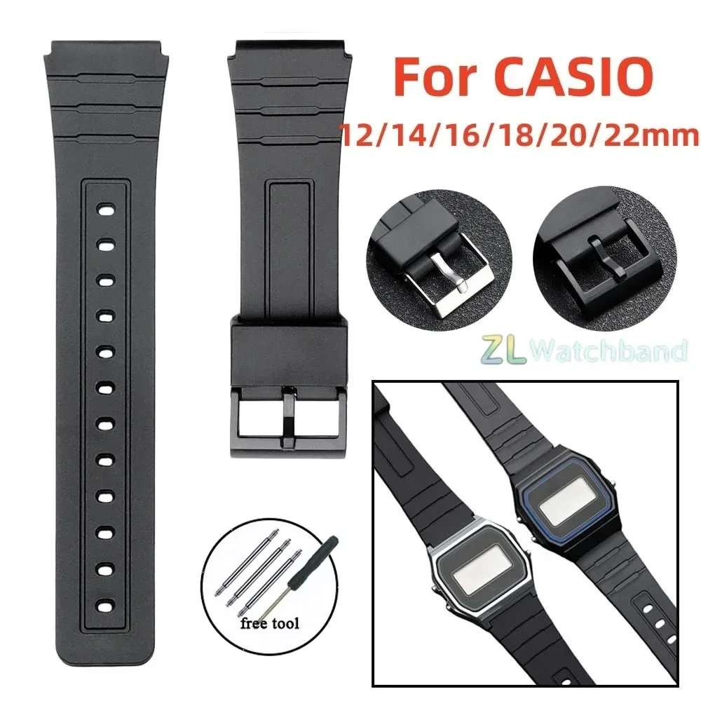 12/14/16/18/20/22mm Silicone Strap for Casio W800H A158/168 AE1200/1300 F91W F84 Rubber Watchband Men Women Bracelet Accessories view 2