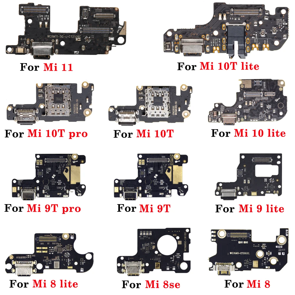 

Pop 1pcs NEW USB Charging Port Flex For Xiaomi Mi 8 9 10 11 8T 9T 10T Lite Pro SE Dock Charger Mic Connector Flex Repair Parts