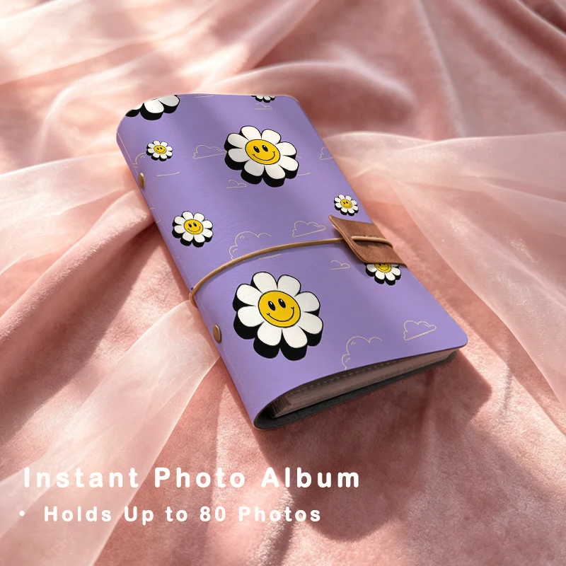 Smiley Face Daisy Sketch Cloud Print Instant Photo Album Sweet Birthday Gift for Teen Girls & Cute Cartoon Aesthetic Enthusiasts