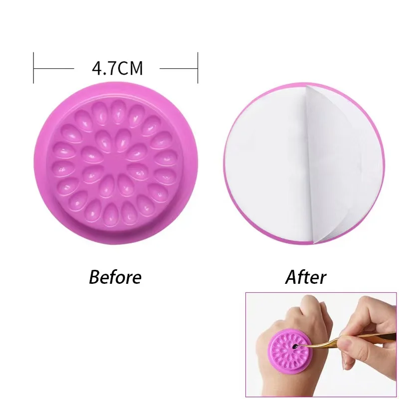 30pcs Disposable Eyelash Glue Palette Holder Self-ahering PVC Tile Private Label Package Available