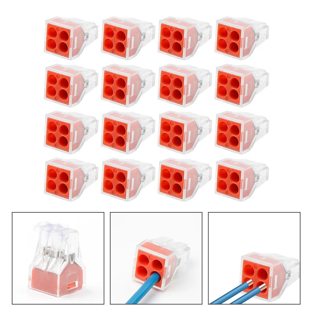 

30Pcs Hard Wire Terminals 4 Holes Insulation Terminal Flame-Retardant Wire Connector for Safe Reliable Wiring Quick Terminal