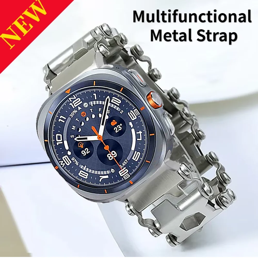 

Многофункциональный металлический ремешок для Samsung Galaxy Watch 8 Ultra 47 мм, браслет из нержавеющей стали, ремешок для Galaxy Watch Ultra 2025, для активного отдыха