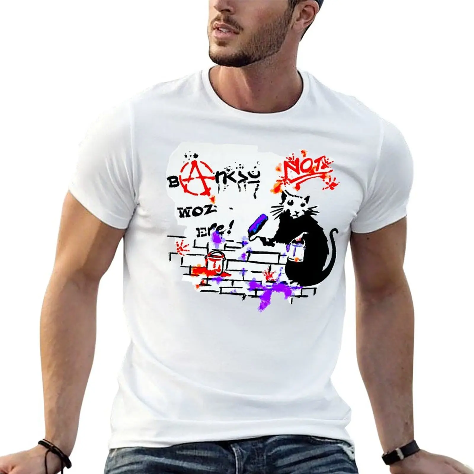 I love Banksy graffiti T-Shirt Utility Work Short Sleeve Top