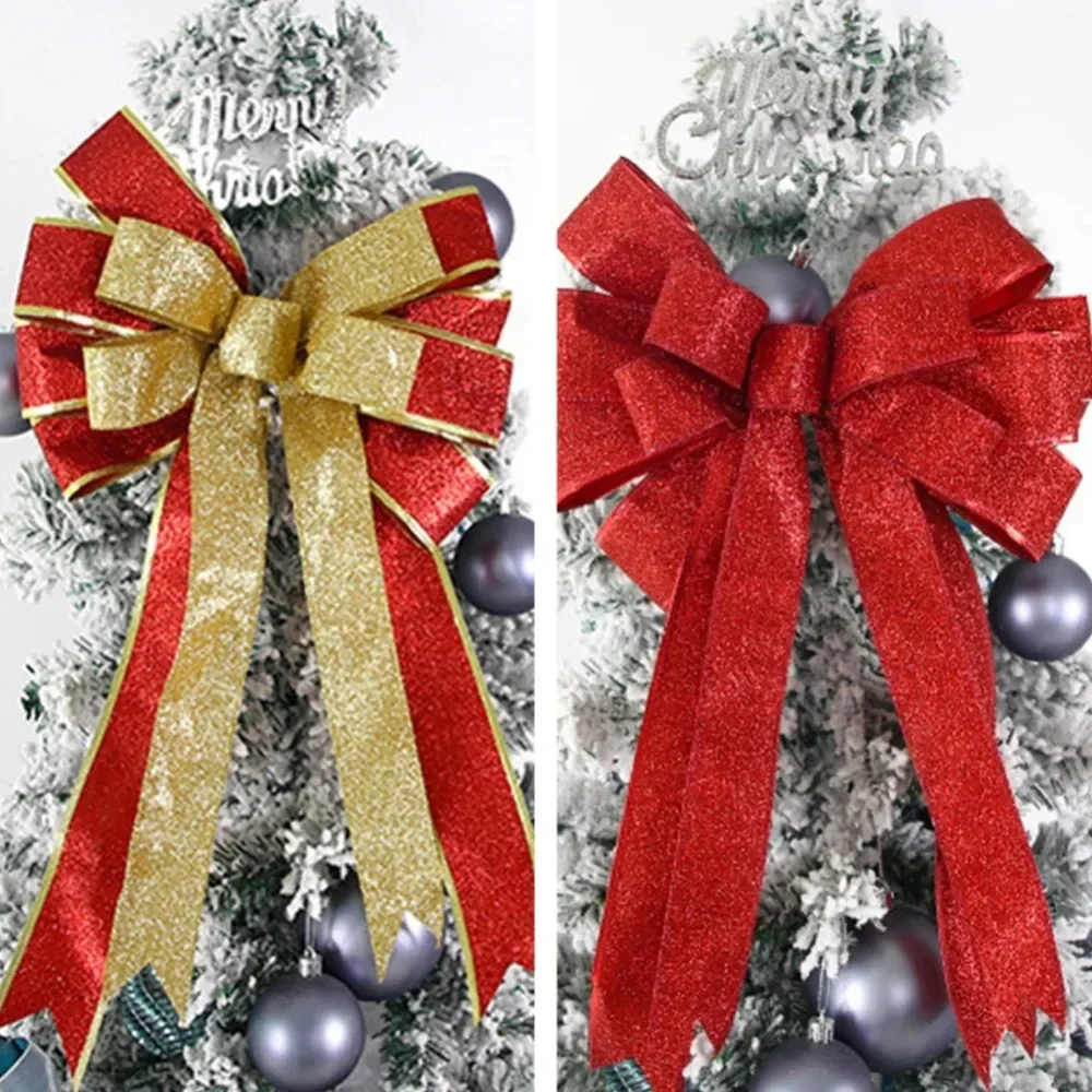 Kerst strikken hangende decoraties goud zilver strik kerstboom ornament vakantie sfeer grote gouden rand boog knoop decor