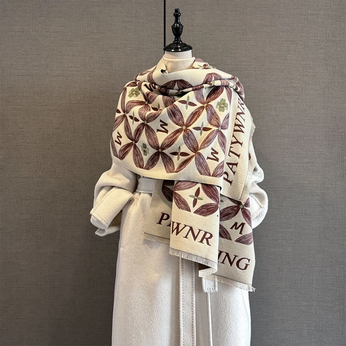 Autumn new letter printing imitation cashmere scarf multi-functional versatile thickened warm scarf air-conditioned room shawl