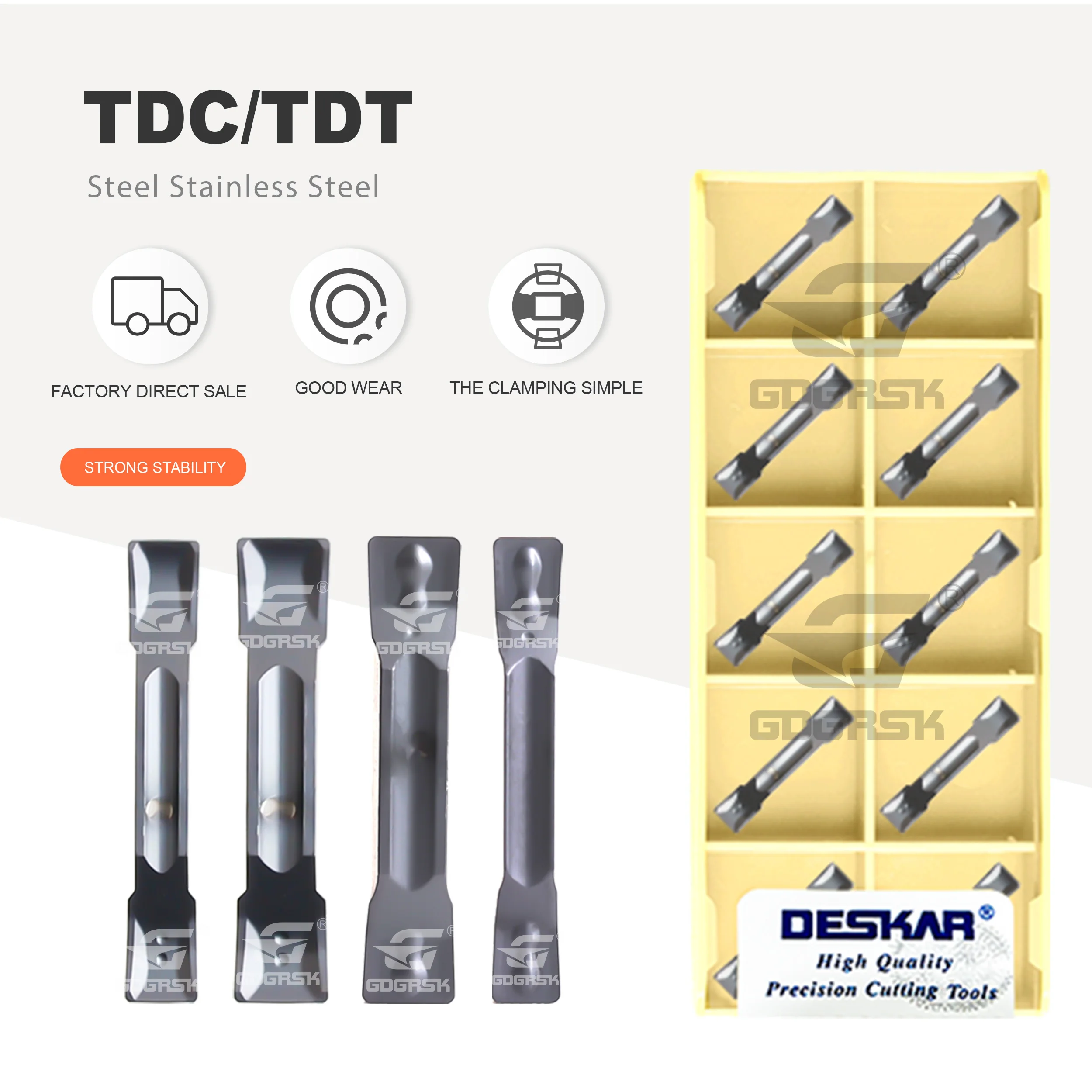 

DESKAR TDC/TDT200/300/400 LF6018 CNC Slotting Cutting Stainless Steel Groove Inserts TDC/TDT Series Cutting And Slotting Tools