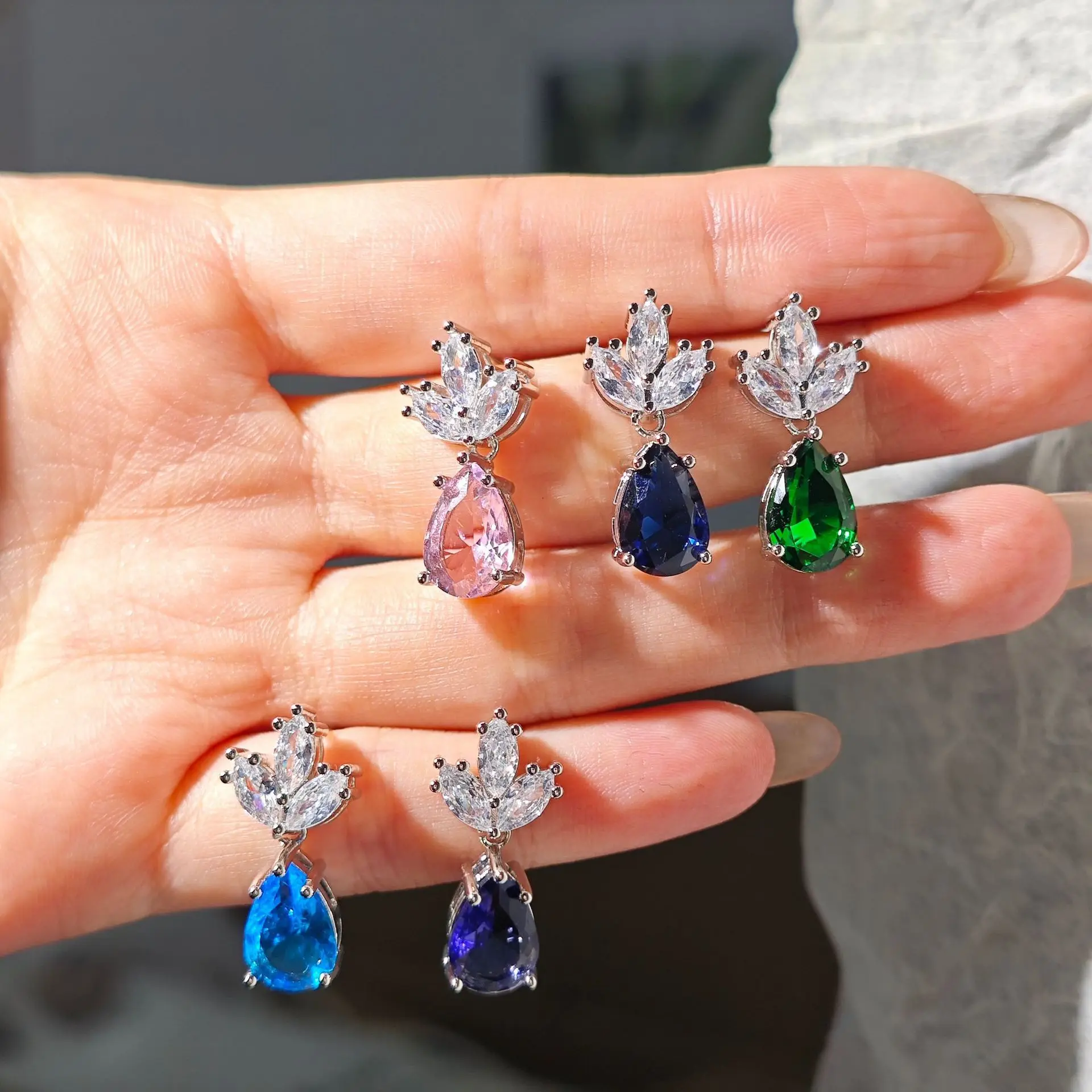 

Серьги-гвоздики из стерлингового серебра 925 пробы с натуральными гранатами, топазами и сапфирами для женщин, с цветными драгоценными камнями огранки «груша», ювелирные изделия Brincos Prata