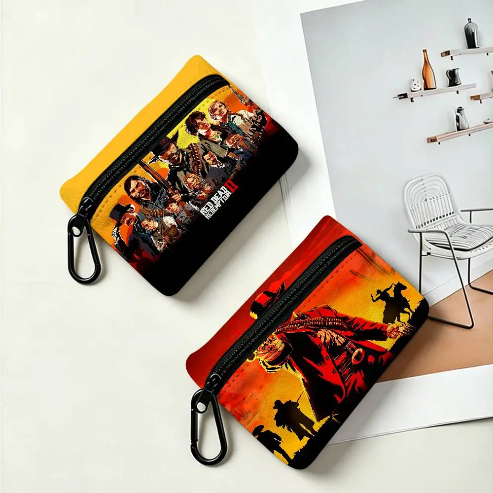 Game R-Red Dead-R-Redemptions 2 Mini Hanging Oxford Cloth Coin Bag Durable Zipper Key Card Pouch With Carabiner