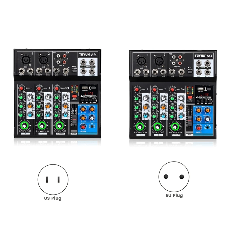 TEYUN AF4 Mixing Console Analog Consoles Combined With Digital Sound Cards Bluetooth Usb Playback 4 Channel Audio Input