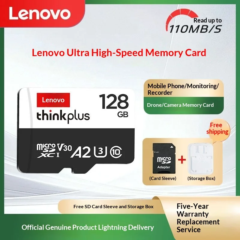 cartao-de-memoria-micro-sd-tf-de-alta-velocidade-lenovo-128gb-uhs-i-para-camera-veicular-e-camera-de-monitoramento-de-celular