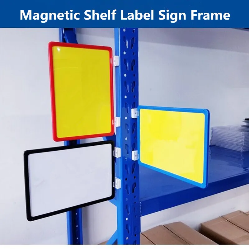 5 Pieces A4 210x297mm Supermarket Warehouse Shelf Picture Poster Price Label Frame Magnetic Sign Holder Display Stand Board