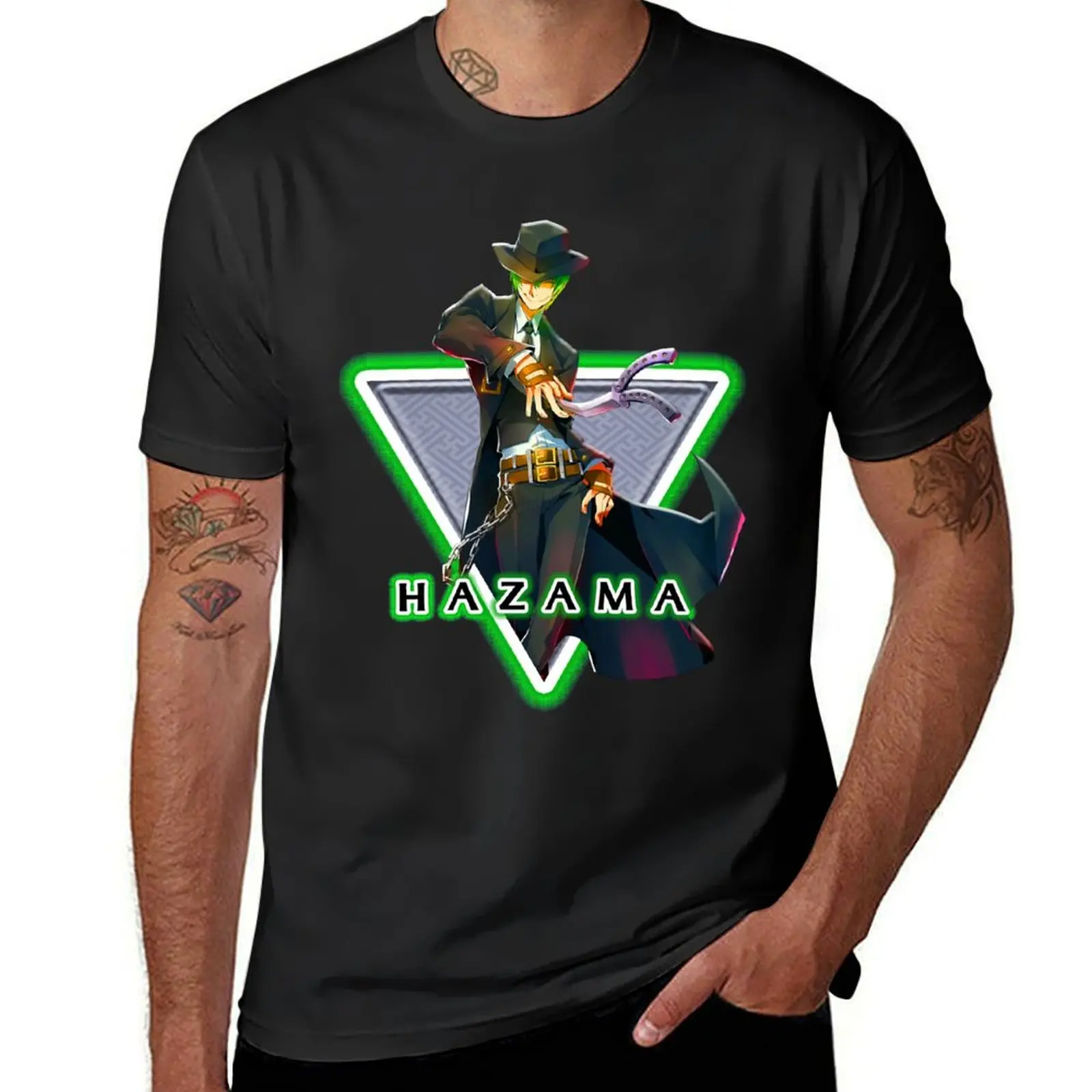 HAZAMA Active . T-Shirt blacks anime men clothes