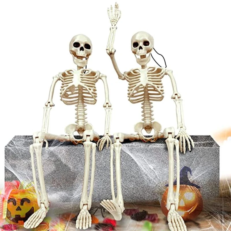 

Poseable Skeleton 40cm Standing Skeleton Halloween Spoof Props Decor Party Seasonal Holiday Ornament Outside Patio Decor 15UB