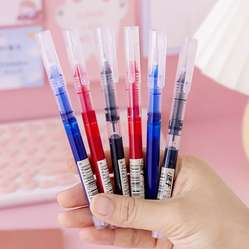 50PCS Large Capacity Direct Liquid Gel Pens Black Water Pen 0.5mm Students Take Notes Color Quick Drying Pen Office Accessories