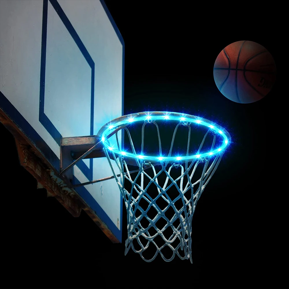 Imagem -04 - Rgb Led Basketball Rim Faixa Luz Alimentado por Bateria Controle Remoto Tiro Basquetebol Hoop Decoração Lâmpada da Noite ao ar Livre 1.5m