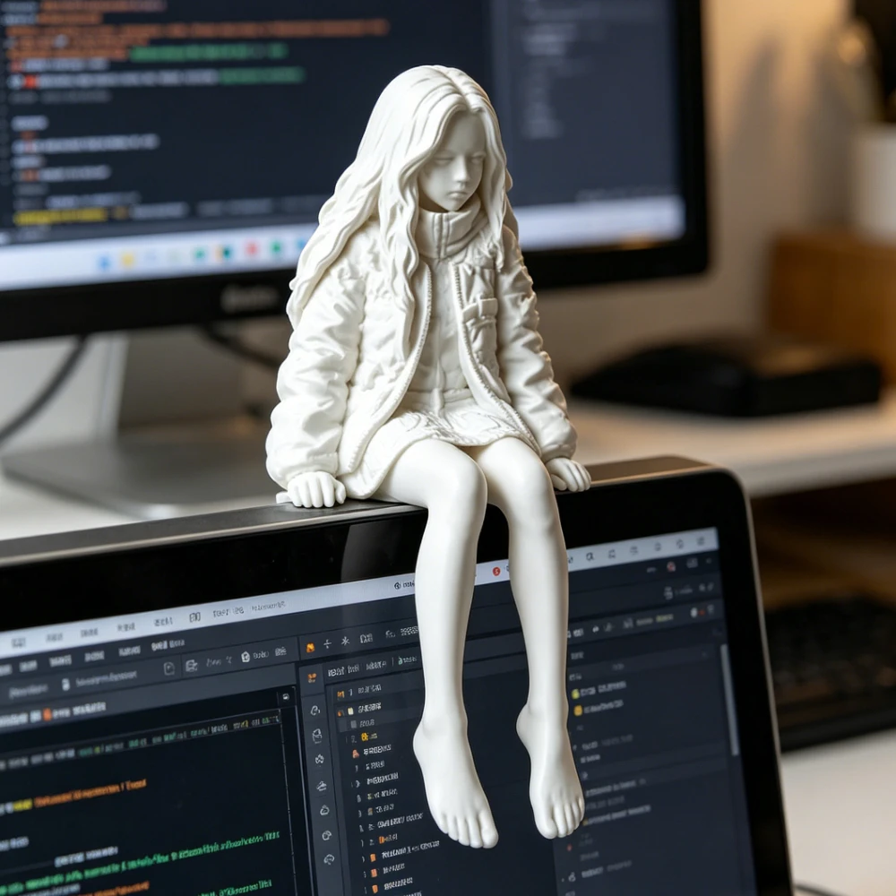 Minimalist Barefoot Girl Edge Sitter Statue DIY Coloring Toy Ornament for Bedroom Decor Art Collector Dollhouse Accessories Gift