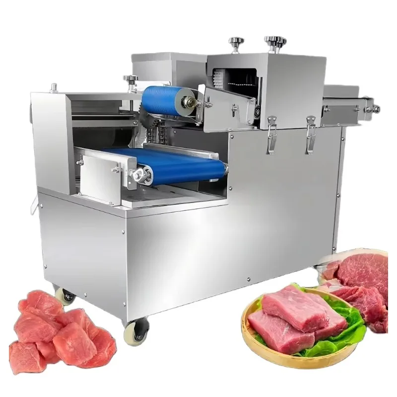 High-Speed Fully Automatic Fresh Meat Slicer Strip Chunk Dice Cutting Machine