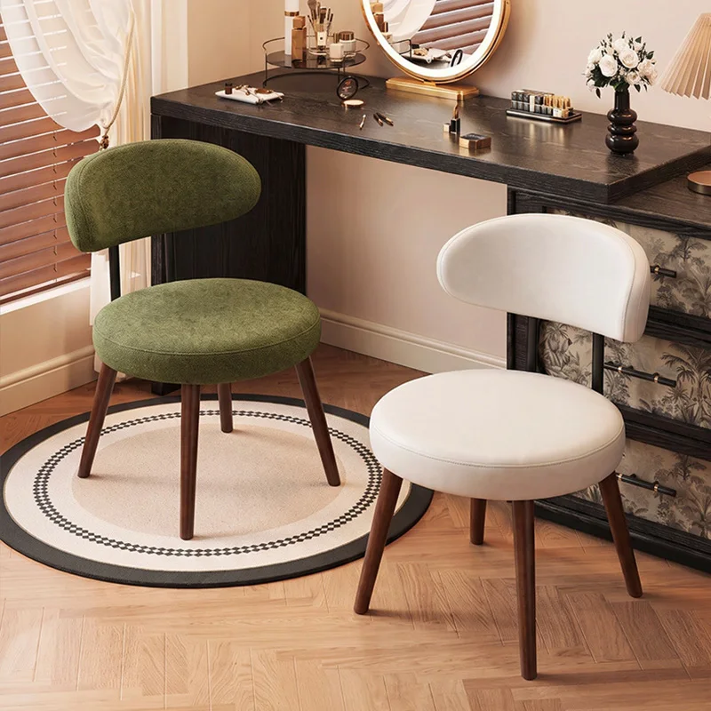 Solid Wood Dressing Chair Home Bedroom Vanity Chair Armless Makeup Chair With Backrest For Bedroom Dressing Table Living Room