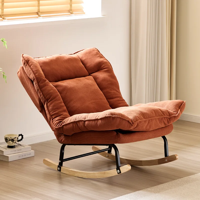 Relaxing single sofa chair home leisure comfortable beige rocking chairs modern simple sillón mecedor living room furniture