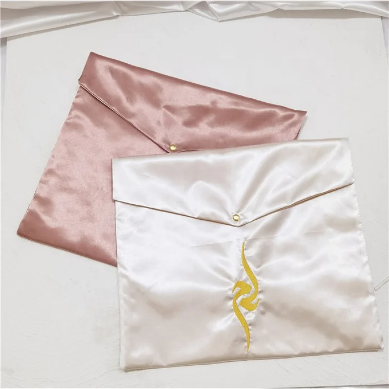 custom.Custom Printed Luxury Silk Satin Envelope Flap Package Pouch Luxury Satin Jewelry Packing With Button