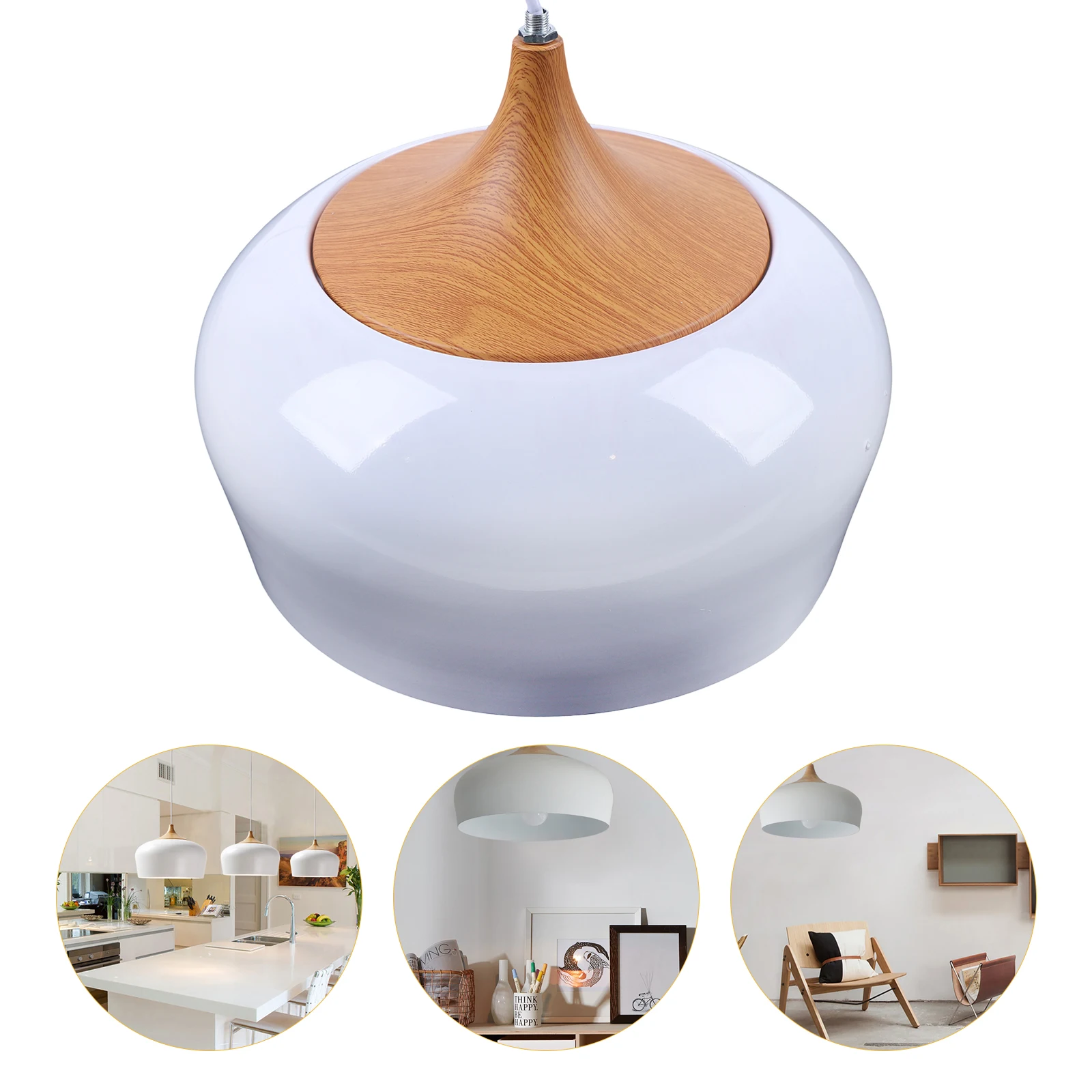 Lampada a sospensione moderna modello in legno LED semplice lampada a sospensione a soffitto decorazione della stanza apparecchio di illuminazione per soggiorno camera da letto bianca