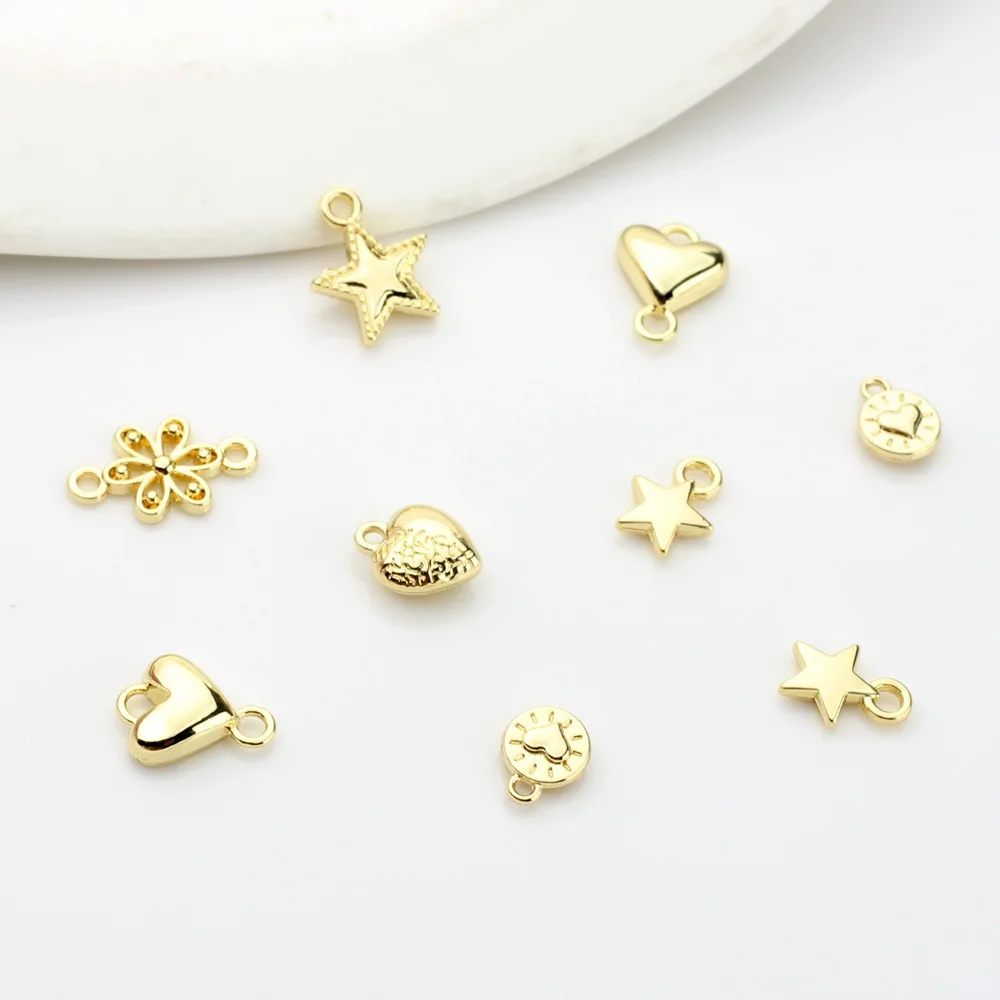 Zinc Alloy Metal Mini Star Heart Snowflake Charms 20pcs/lot For DIY Fashion Jewelry Making Finding Accessories