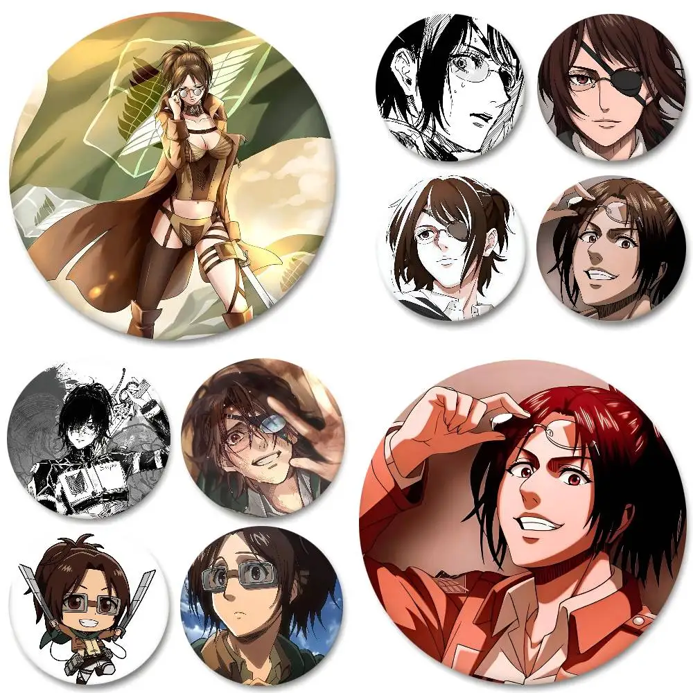 Hange Zoe Attack On Titan Anime Badges Round Badge Tinplate Coin Brooch Clothing Backpack Accessories Lapel Pin