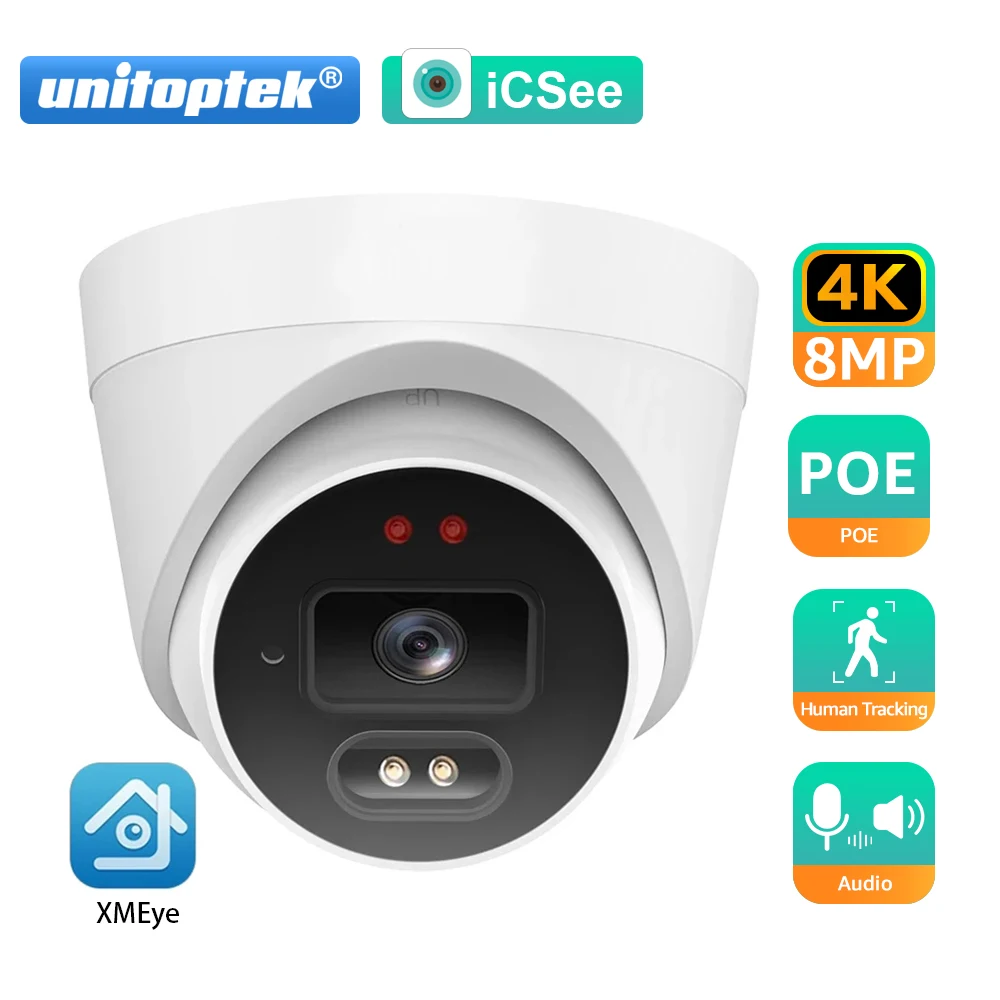 

4K 8MP Ультра HD H.265 POE IP камера 5MP 3MP iCSee приложение AI Обнаружение движения внутри купола наблюдения безопасности IP камера