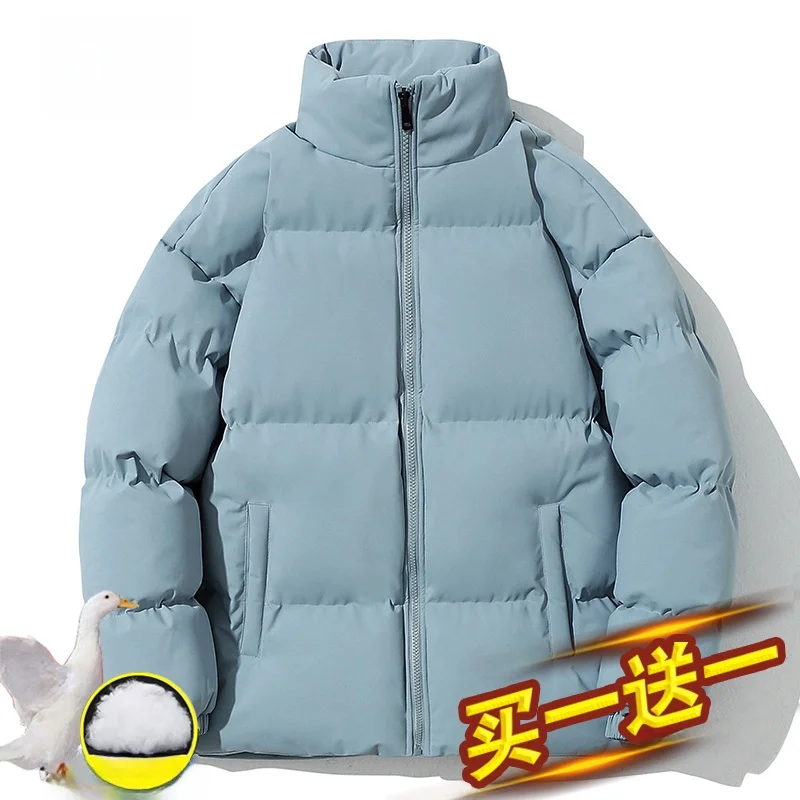 

Winter Thiened Fce Lined Cotton Jaet for Men Couple Sli Hong Kong Sle down Jaet Youth Trend Waterproof Polyest...