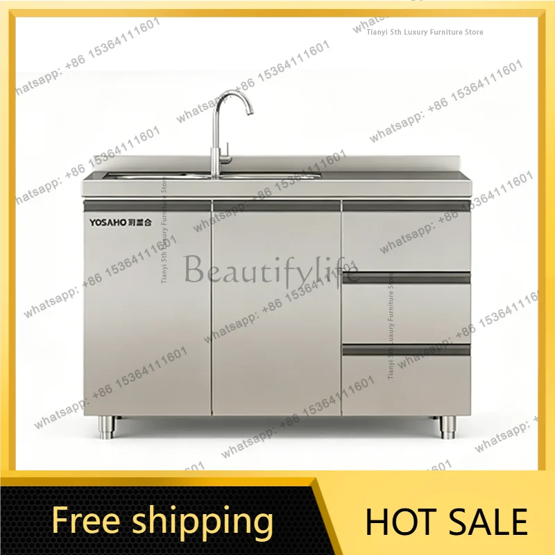 PG Nordic Stainless Steel Cabinet Modern Designer Kitchen Sink Cabinet Storage High-end Kitchen Furniture Mueble De Cocina FYKC