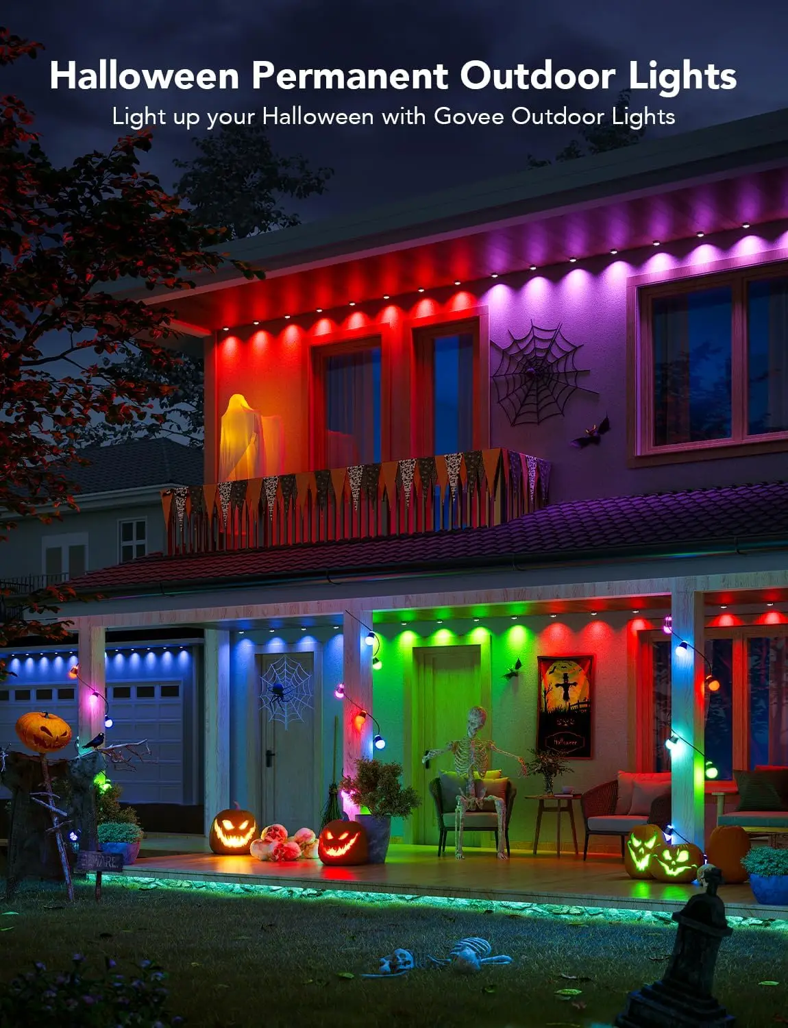 Permanent Outdoor Lights, Smart RGBIC Outdoor Lights with 75 Scene Modes, 50ft with 36 LED Eaves Lights, IP67 Waterproof,