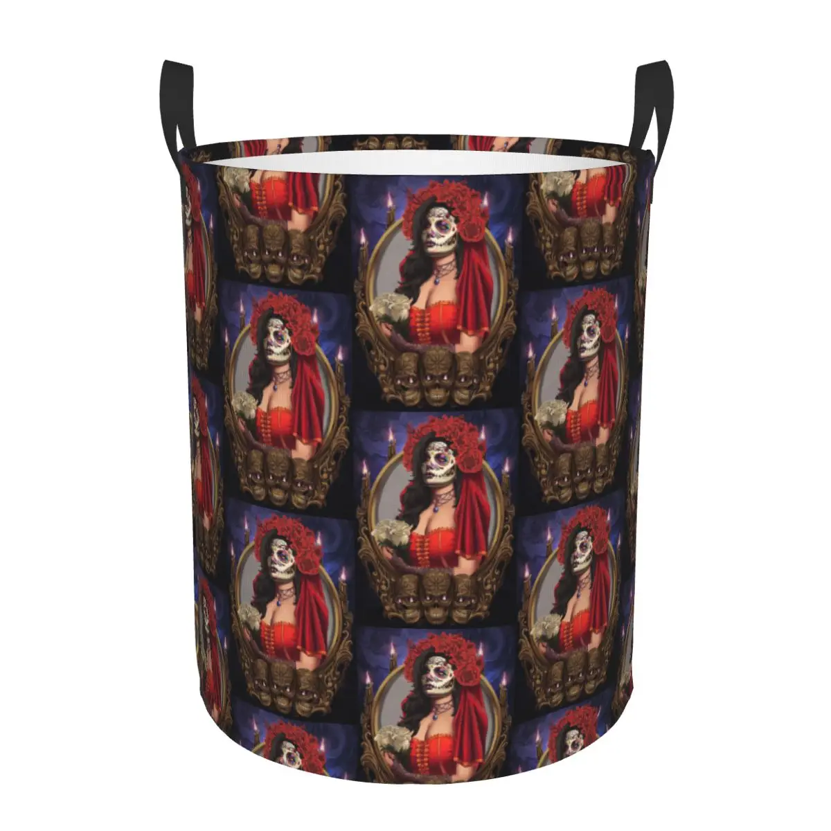 

Mexican Catrina Girl Day Of The Dead Sugar Skull Dirty Laundry Baskets Foldable Waterproof Clothes Sundries Basket For Home Kids