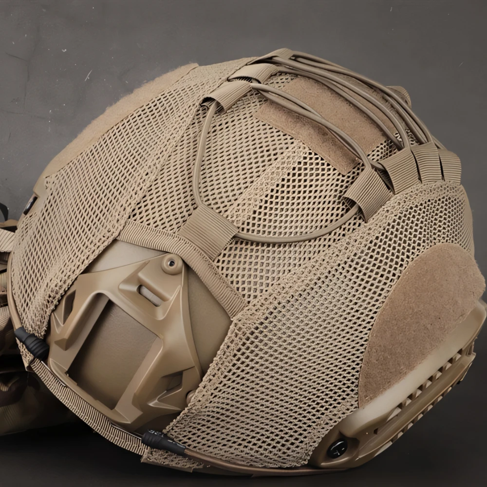 Wosport Tactical FAST Helmet Cover Nylon Mesh Elastic Cord Hook and Loop Patch Areas Rear Quick Buckle for Airsoft Outdoor Use