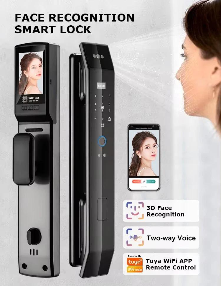 TYSH Manufacturer Price Tuya Fully Automatic Digital Lock Wifi Camera 3d Face Recognition Biometric Fingerprint Smart Door Lock