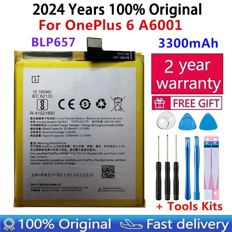 

2024 Years 3300mAh Original BLP657 Battery For OnePlus 6 A6001 Oneplus6 One Plus 6 Phone Replacement Batteries Battery Bateria