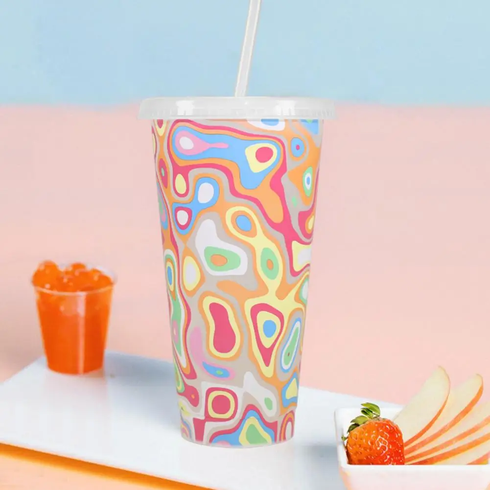 710ML Magic Color Changing Cups with Lids Straws Reusable Beverages Cups Leak-Proof Party Cups Ice Drink Cup Drinkware