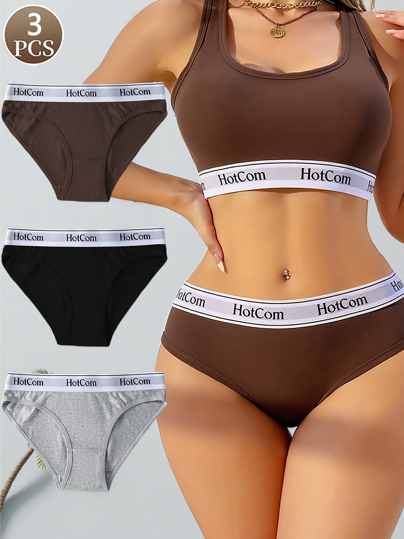 3 قطع سراويل مثلثة نسائية بأحرف ملابس داخلية رياضية عصرية وغير رسمية للفتيات منخفضة الخصر ناعمة ومريحة
