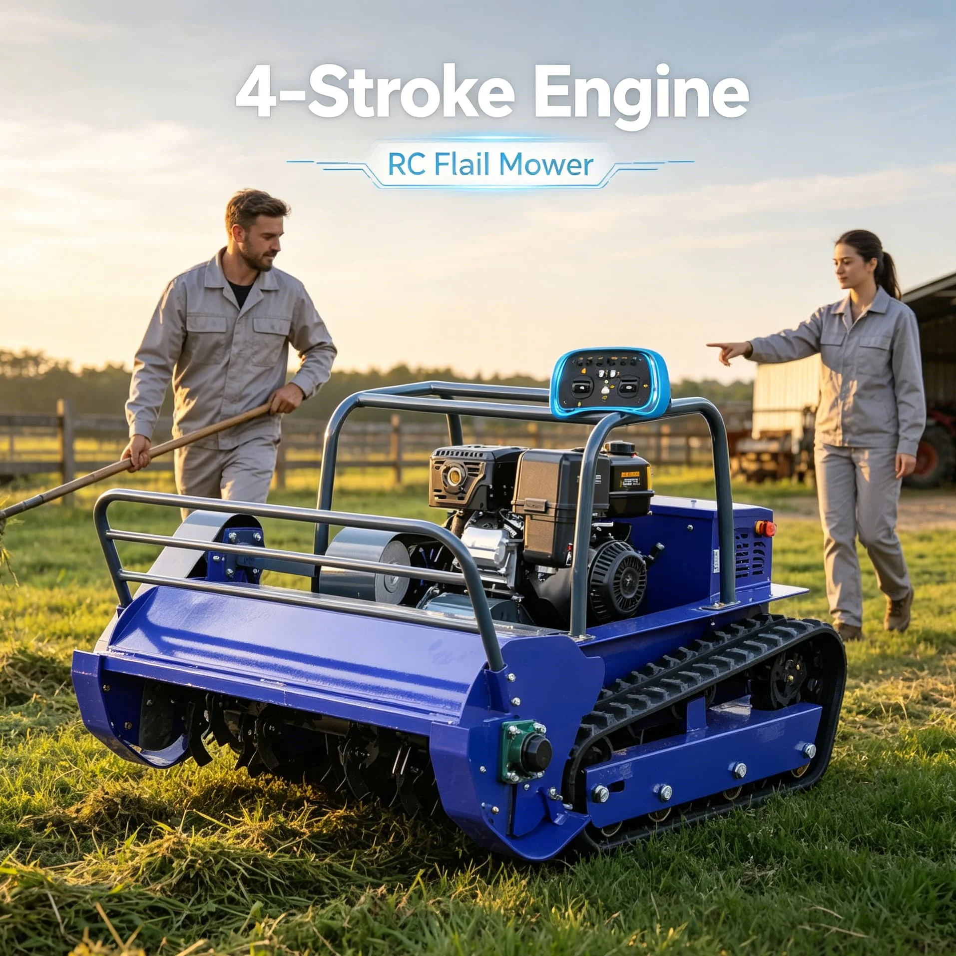 Customized Autonomous Engine Lawn Mower Remote Lawn Mower, Petrol Crawler Mower Constructed With Solid Metal Body