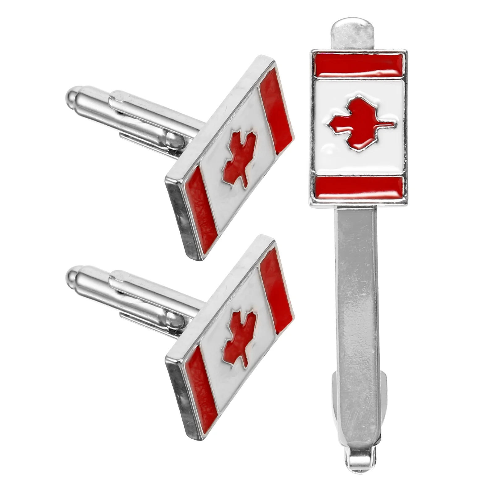 Receive Flowers Canadian Flag Cufflinks Man Tie Clips Apparel Pin Zinc Alloy Cable on Ties for Men