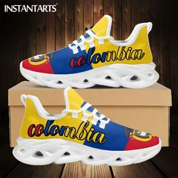 INSTANTARTS 2023 New Sport Running Shoes Colombia Flag Lace-up Walking Sneakers Shock Absorption Cushion Tennis for Womens Mans