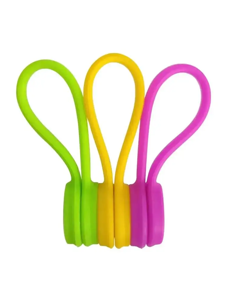 10pcs Reusable Magnetic Cable Ties Cord Organizer Clips Silicone Magnetic Cord Tie For Bundling Stuff Book Marker Fridge Magnets - view 4