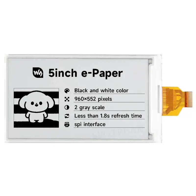 Raspberry Pi 5-inch e-Paper Electronic Ink Display, compatible with Arduino, Jetson, STM32, ESP32