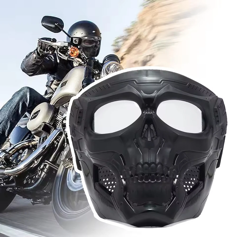 Gafas de colores para ciclismo, máscara de esqueleto de calavera para motocicleta, máscara facial completa a prueba de viento, juego de Paintball, máscara de casco de protección táctica