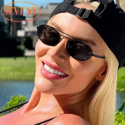 Small Frame Oval Steampunk Sunglasses Women 2026 Luxury Vintage Round Sun Glasses for Ladies Double Beam Eyewear For Ladies