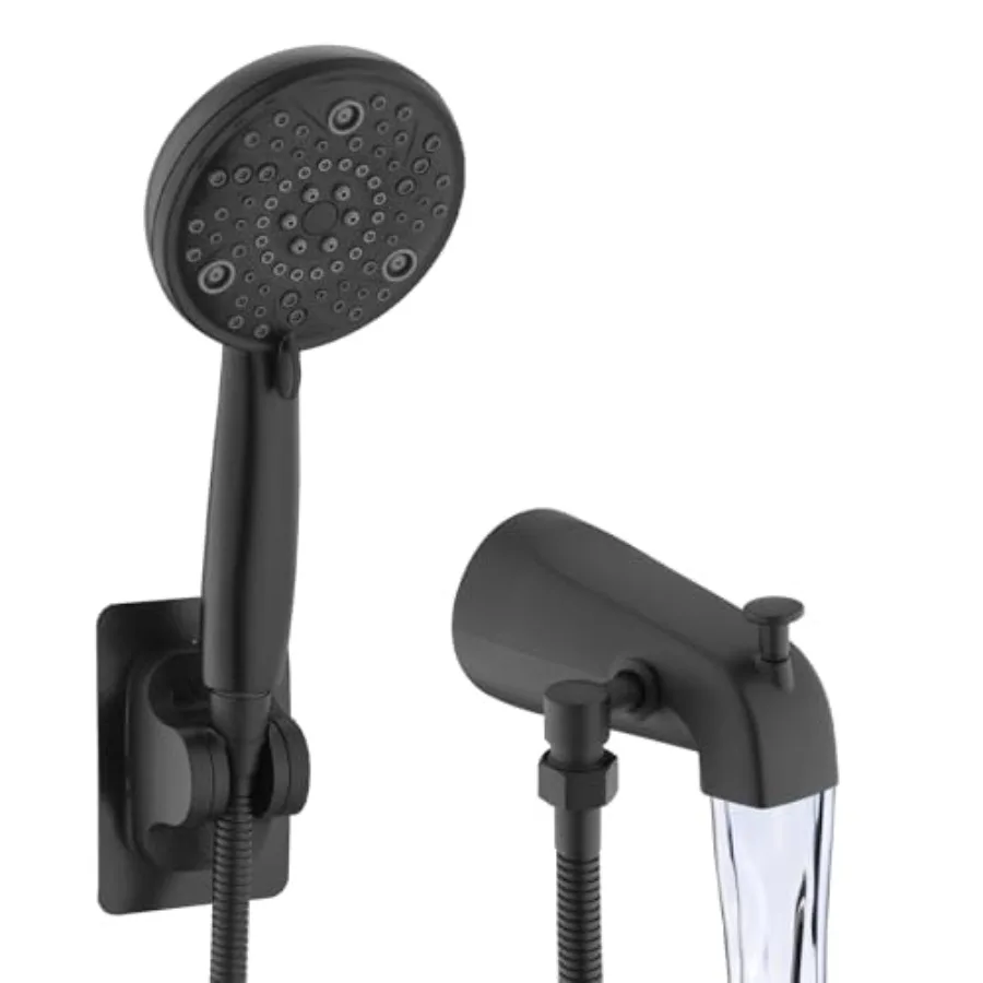 

Slip-On Tub Spout with Diverter High Pressure 8 Settings Hand Held Shower All Metal Bathtub Faucet with Sprayer Matte Black