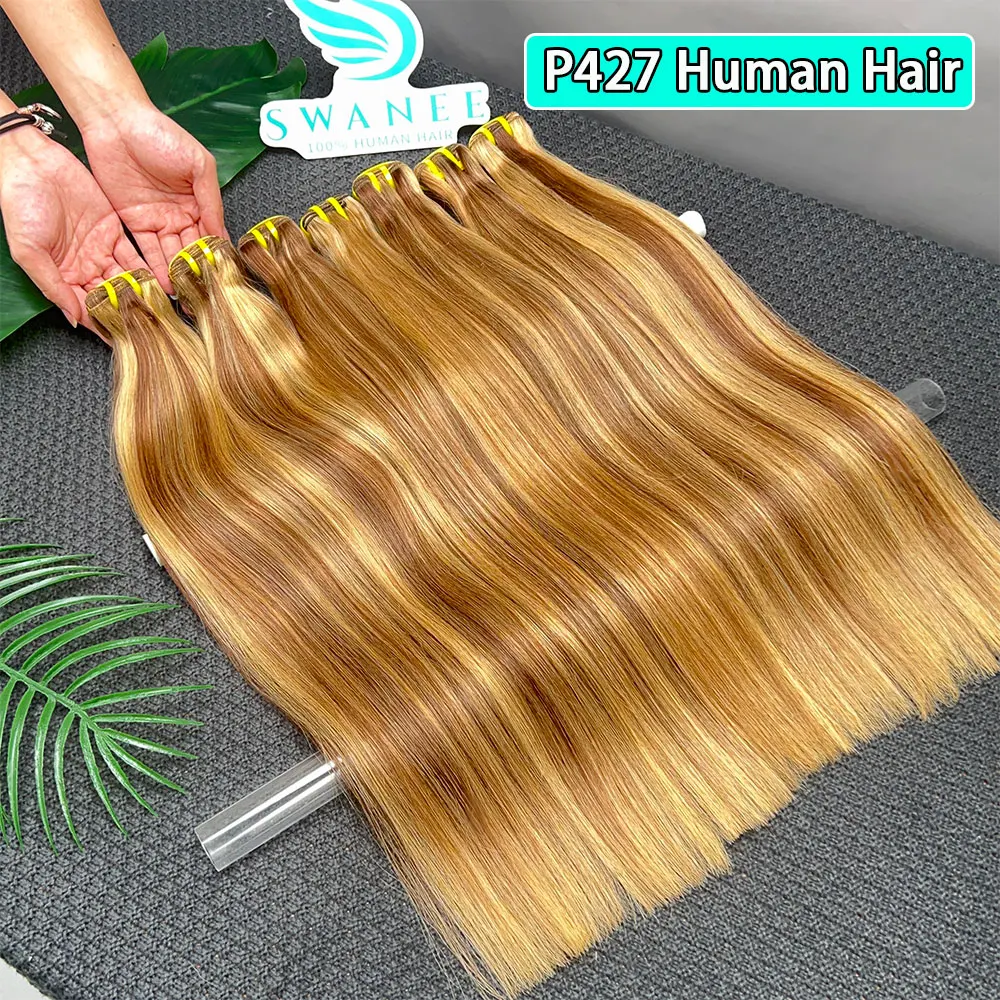 

28, 30-дюймовый прямой пучок 100% человеческих волос P4/27 Медово-коричневые пучки человеческих волос 1 3 4 Пучок волос Remy